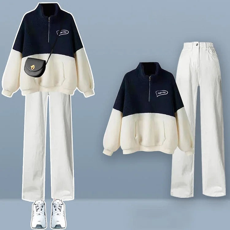 ZOEY | Cozy Kangaroo Pocket Half-Zip Plush 2 Set