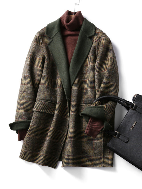 Theresa | Classic plaid wool coat for winter