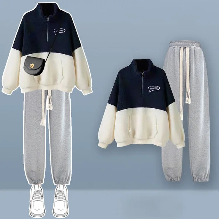 ZOEY | Cozy Kangaroo Pocket Half-Zip Plush 2 Set