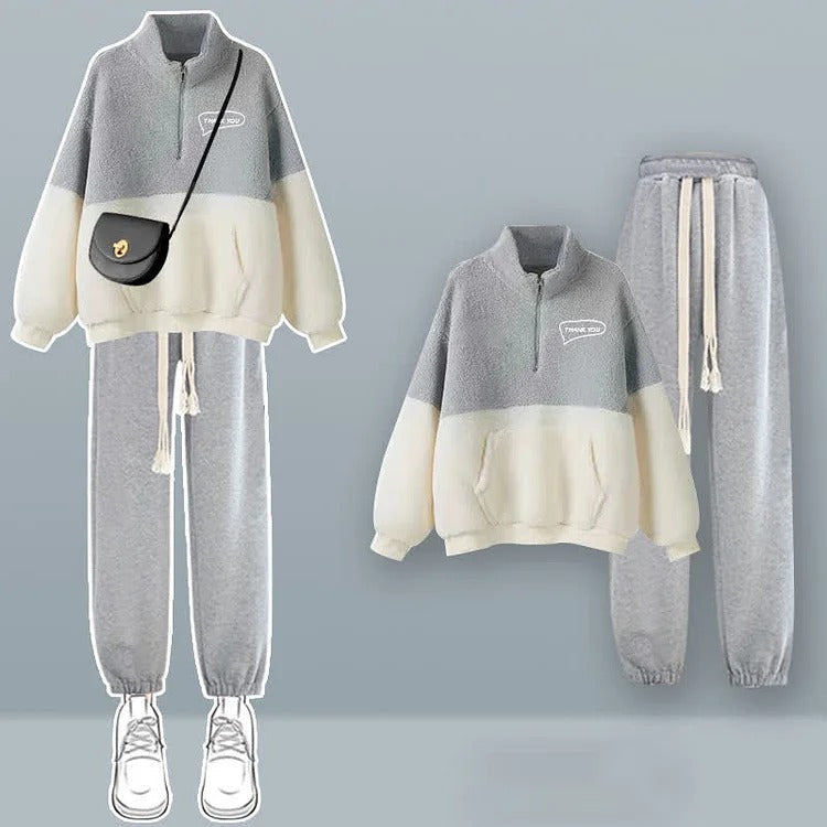 ZOEY | Cozy Kangaroo Pocket Half-Zip Plush 2 Set