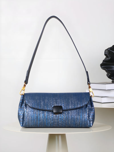 Embossed Snake-Print Shoulder Bag