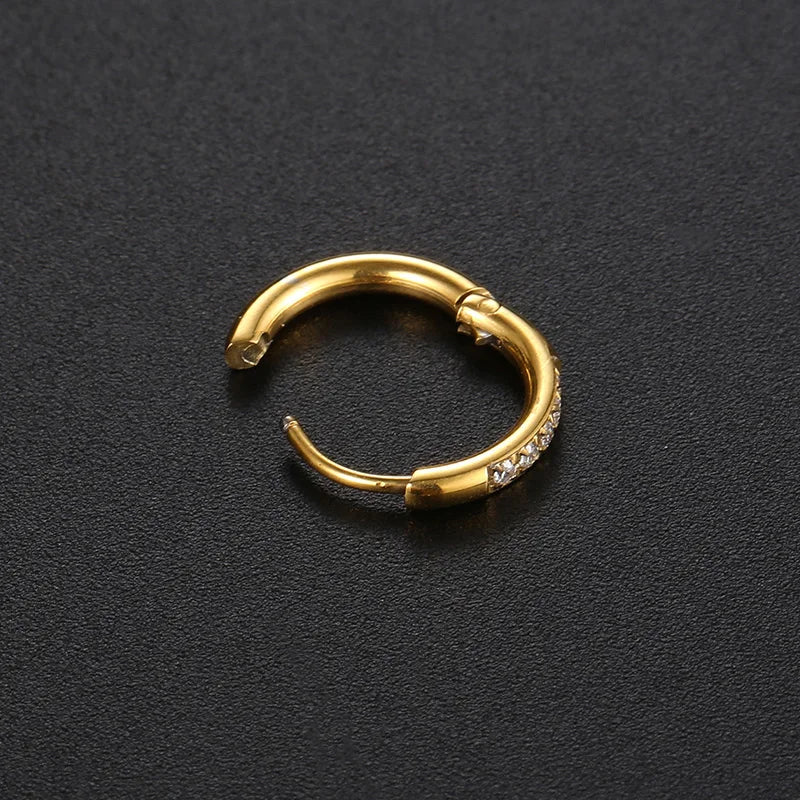 1 pair Titanium steel Small Hoops Ear Buckle Earrings for Women Crystal Cz Cartilage Helix Piercing Tragus Circle Jewelry