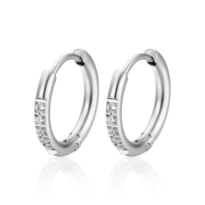 1 pair Titanium steel Small Hoops Ear Buckle Earrings for Women Crystal Cz Cartilage Helix Piercing Tragus Circle Jewelry