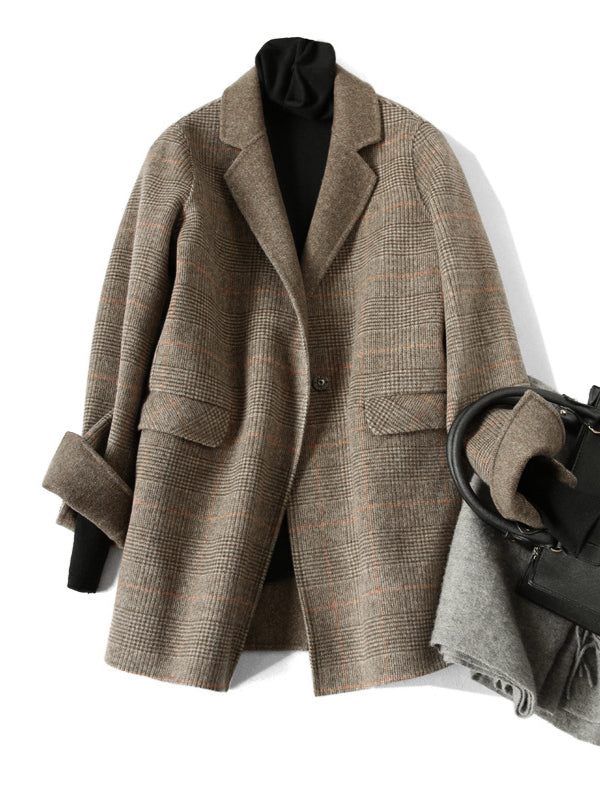 Theresa | Classic plaid wool coat for winter